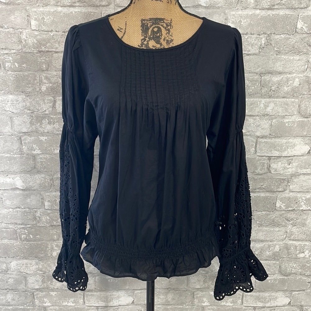 Gap Black Eyelet Sleeve Top